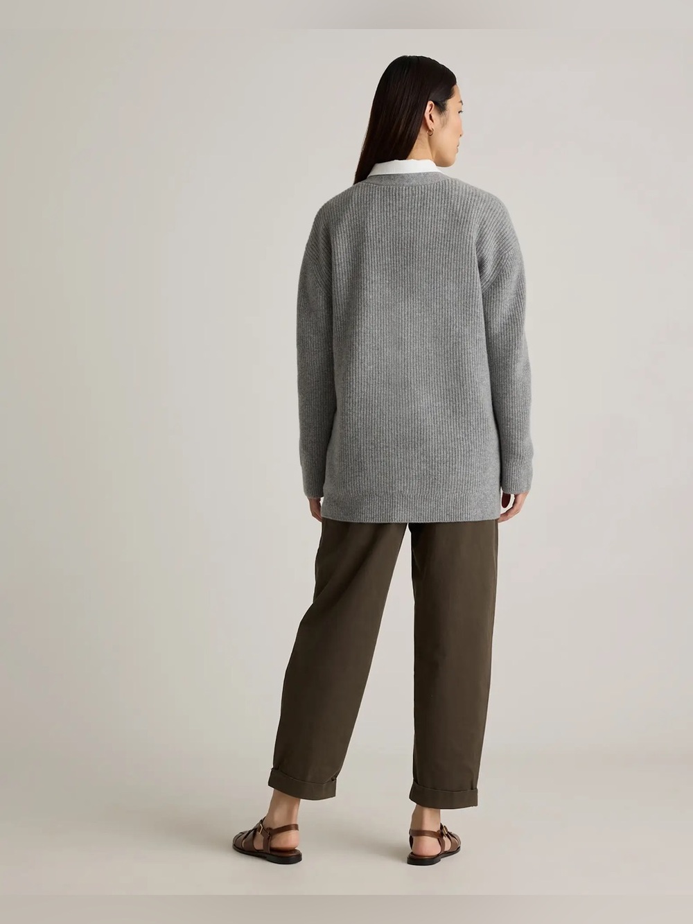 Quince Mongolian Cashmere Oversized Boyfriend Cardigan Sweater - Picture 13 of 14